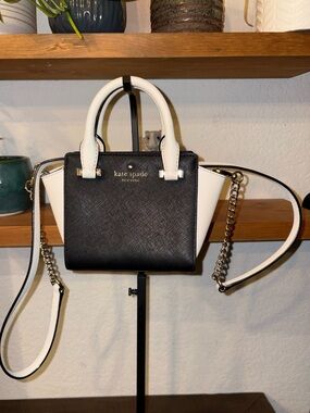 Kate Spade Cedar Street Mini Hayden Black & White Crossbody Satchel
